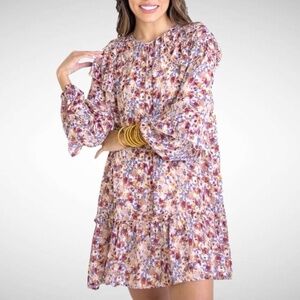KARLIE Women's Ditzy Floral Ruffle Mini Dress ~ Ladies Size Small